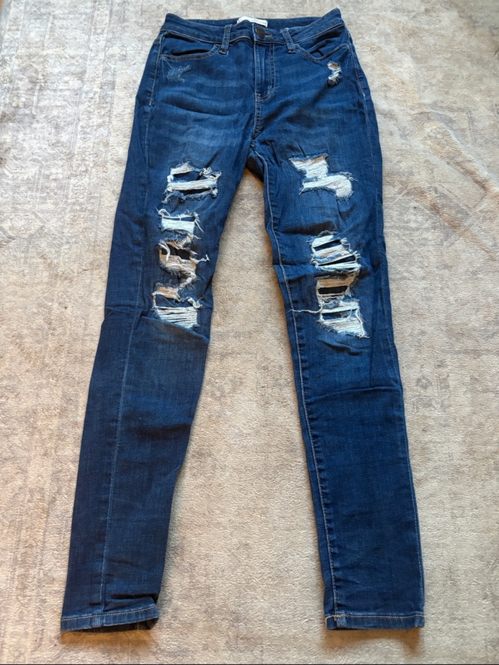 SO Women's Dark Blue Ripped Skinny Jeans